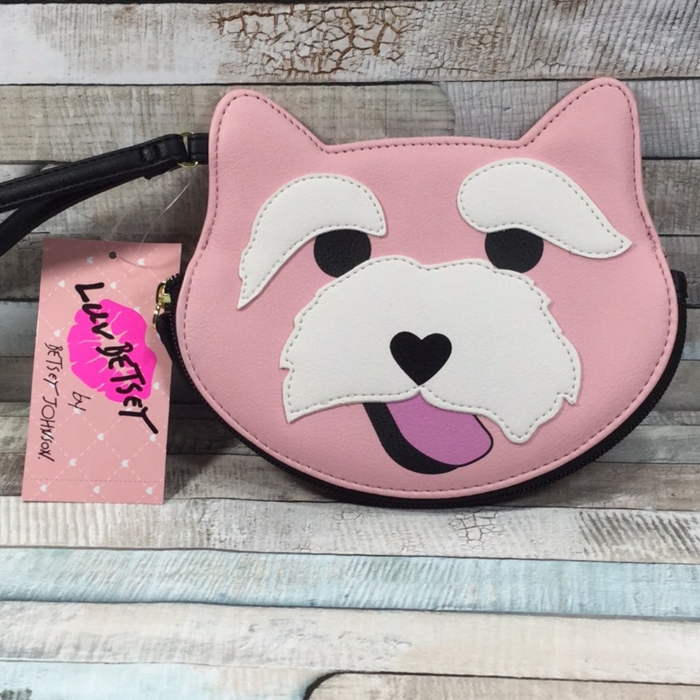 Luv Betsey Johnson Pink Fox Wristlet New with Tags